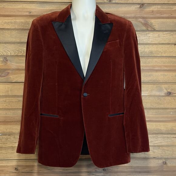 Emporio Armani “G Line” Men’s Dark Red Velvet Tuxedo Single Breasted Size 48 NWT - Picture 1 of 15